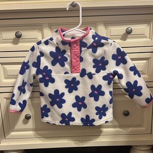 GAP Kids White and Blue Floral Fleece Top